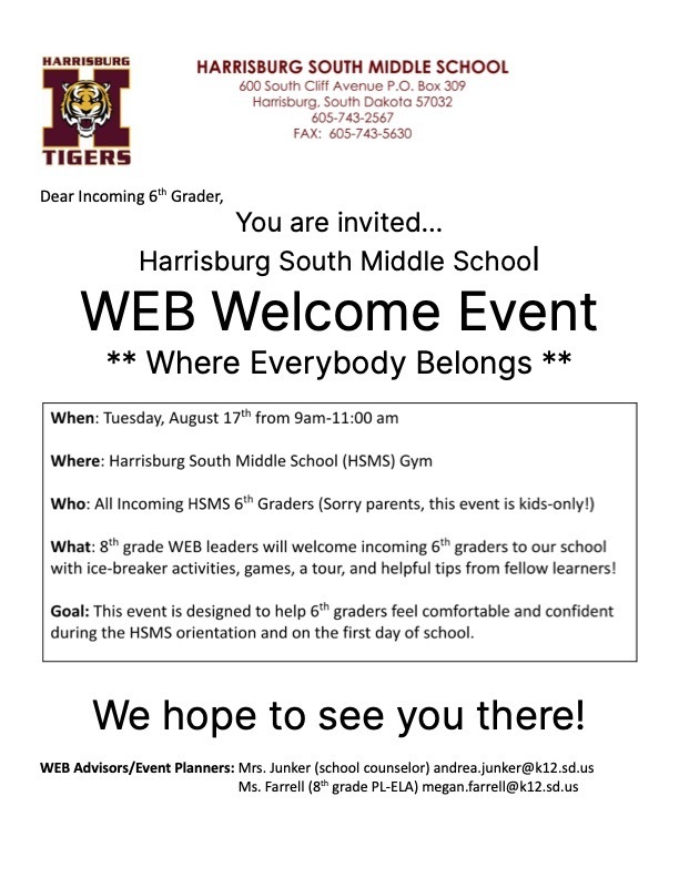 6th Grade Welcome Event