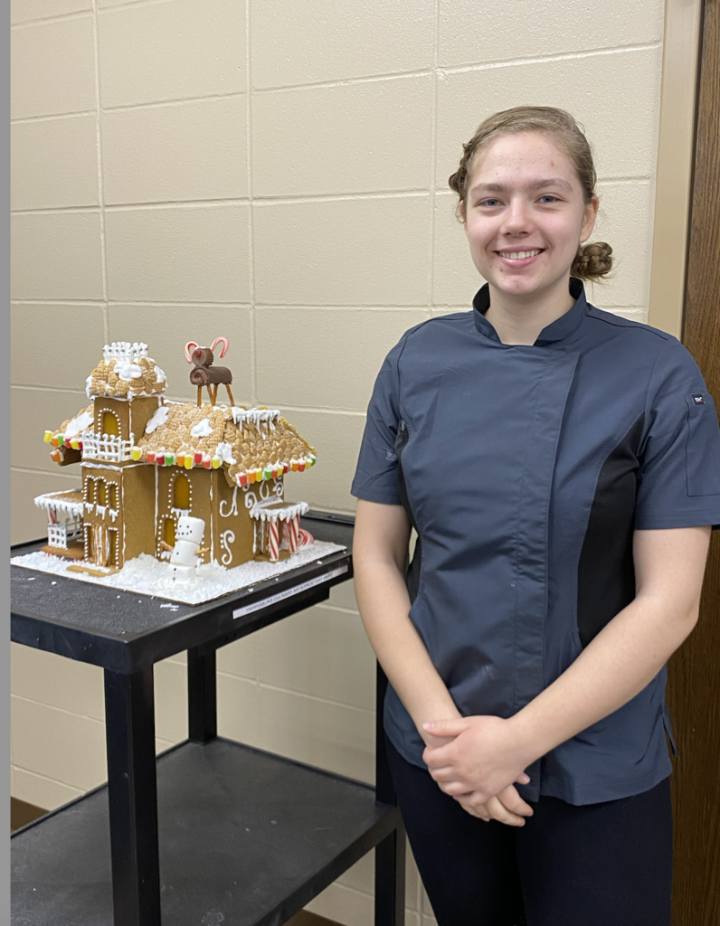 Alexis with her Gingerbread Creation "Rudolph's Adventure"