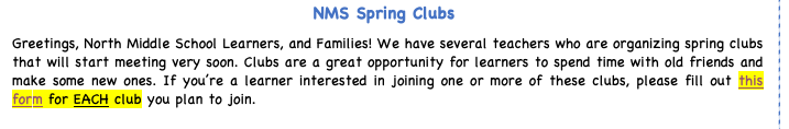 Spring Clubs